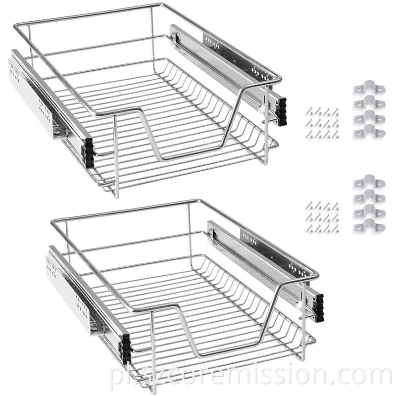 Chrome-coated Pull-out Storage Telescopic Kitchen Basket